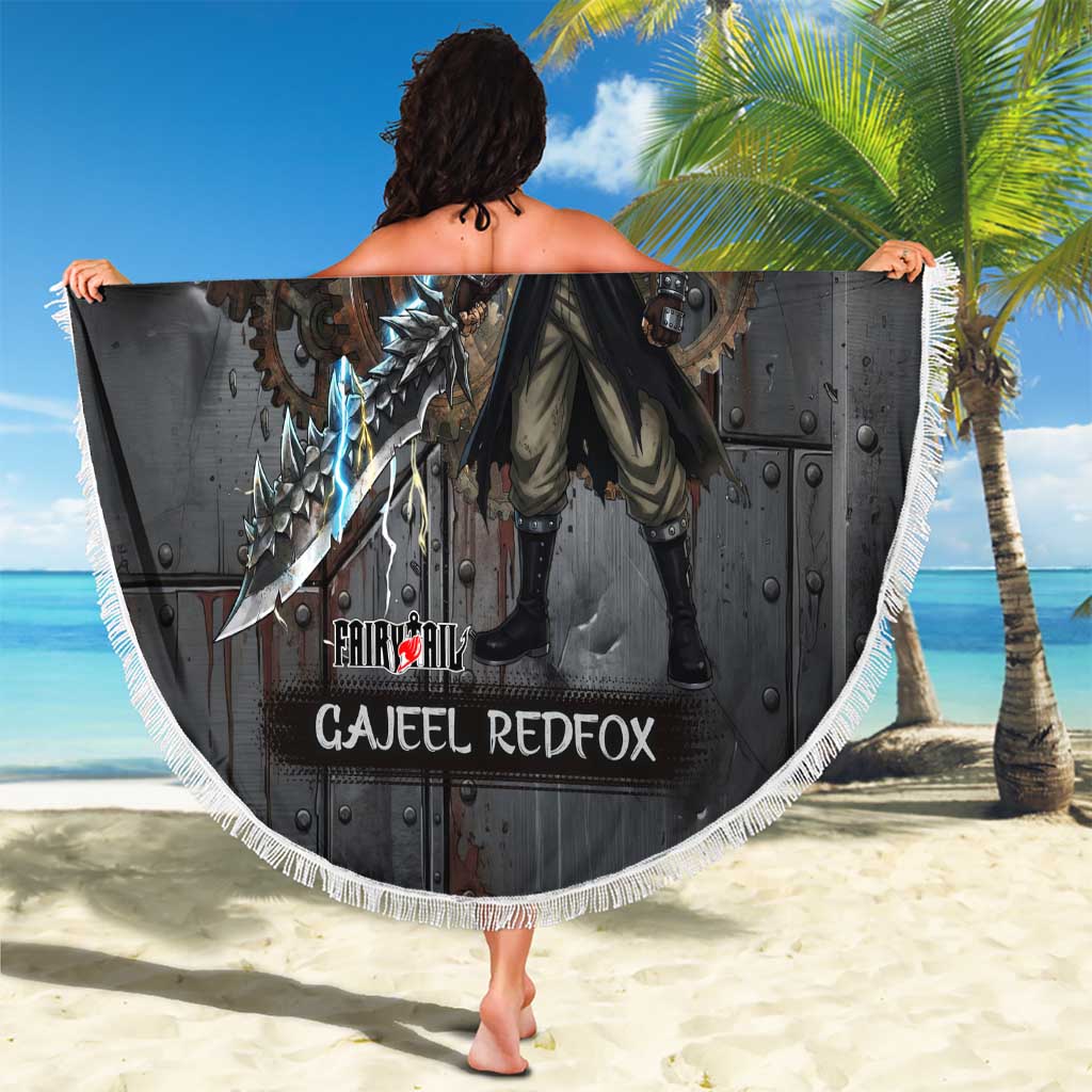 Gajeel Redfox Fairy Tail Beach Blanket Industrial Steampunk Anime Style with Iron Dragon Elements