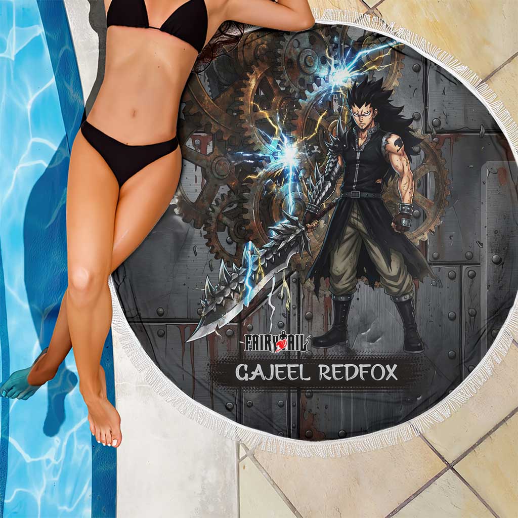 Gajeel Redfox Fairy Tail Beach Blanket Industrial Steampunk Anime Style with Iron Dragon Elements