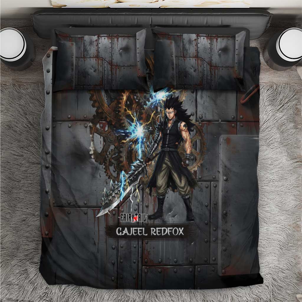 Gajeel Redfox Fairy Tail Bedding Set Industrial Steampunk Anime Style with Iron Dragon Elements