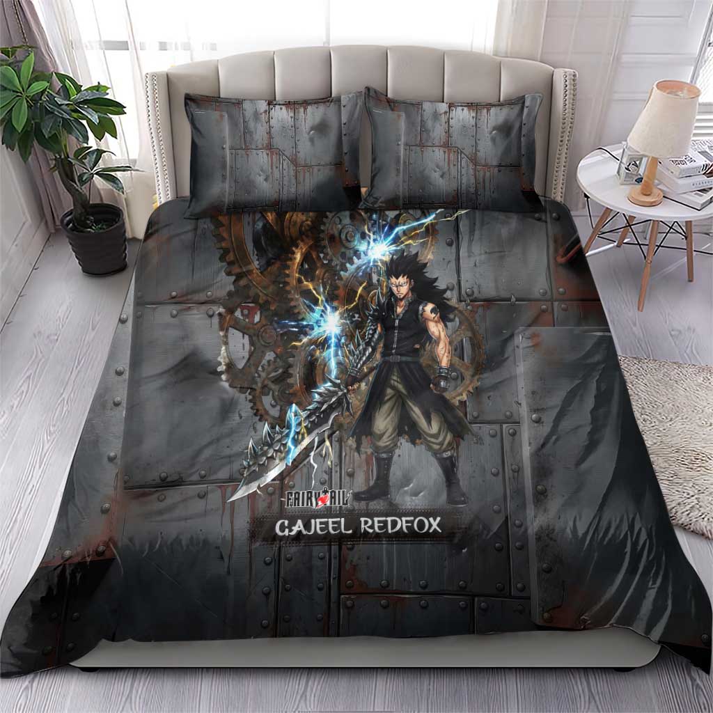 Gajeel Redfox Fairy Tail Bedding Set Industrial Steampunk Anime Style with Iron Dragon Elements