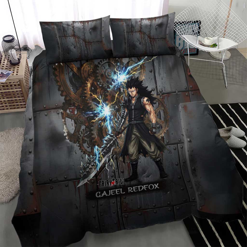 Gajeel Redfox Fairy Tail Bedding Set Industrial Steampunk Anime Style with Iron Dragon Elements