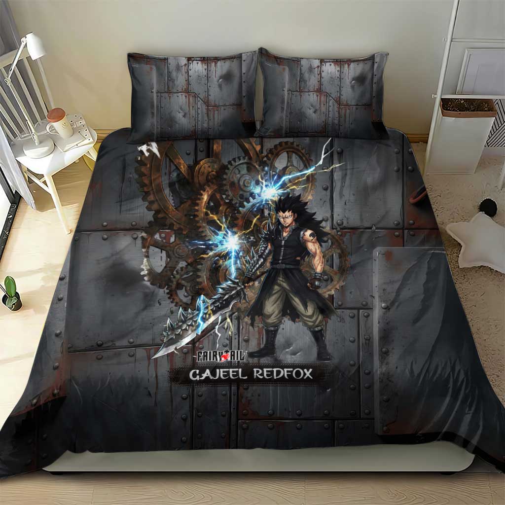 Gajeel Redfox Fairy Tail Bedding Set Industrial Steampunk Anime Style with Iron Dragon Elements