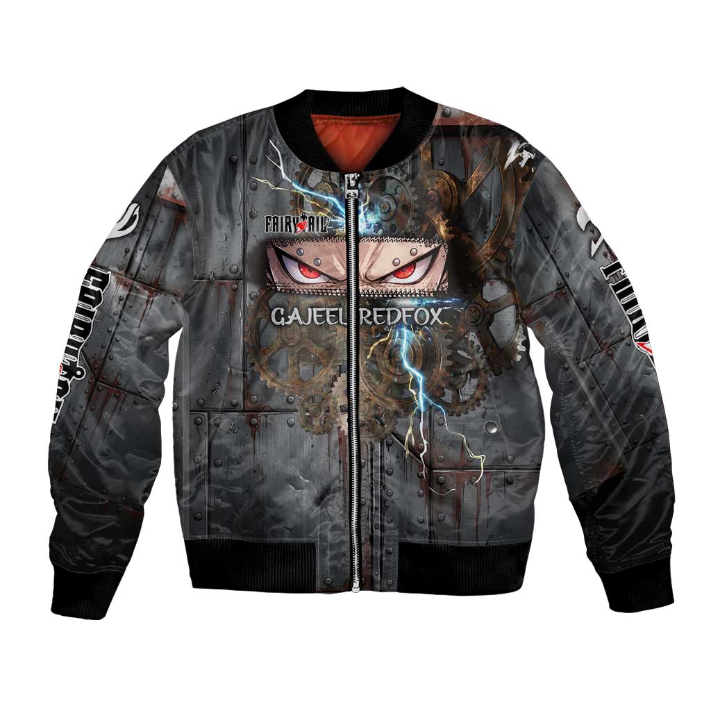 Gajeel Redfox Fairy Tail Bomber Jacket Industrial Steampunk Anime Style with Iron Dragon Elements