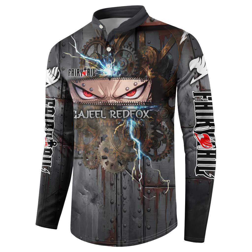 Gajeel Redfox Fairy Tail Button Sweatshirt Industrial Steampunk Anime Style with Iron Dragon Elements