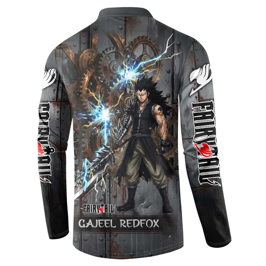 Gajeel Redfox Fairy Tail Button Sweatshirt Industrial Steampunk Anime Style with Iron Dragon Elements