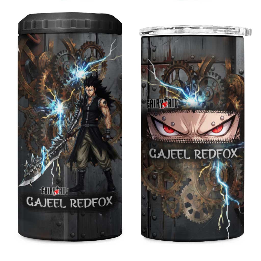 Gajeel Redfox Fairy Tail 4 in 1 Can Cooler Tumbler Industrial Steampunk Anime Style with Iron Dragon Elements