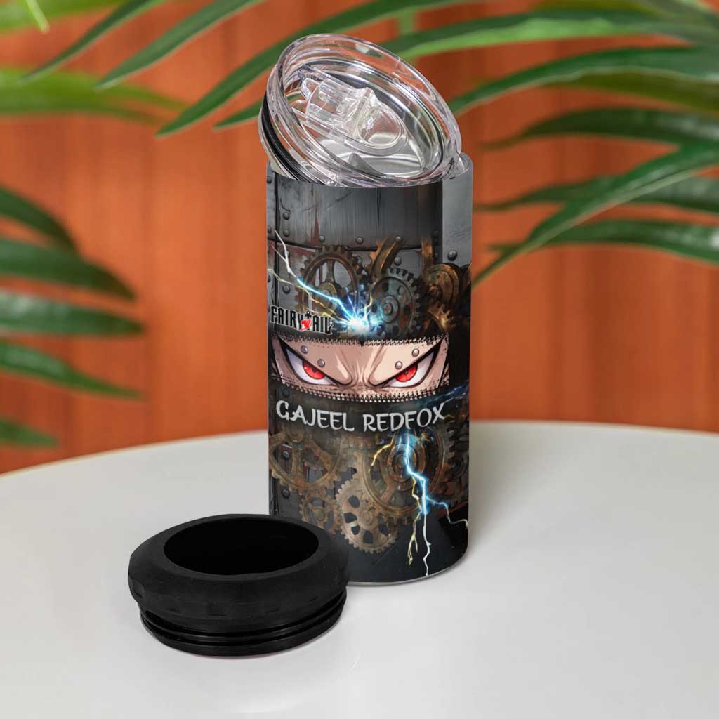 Gajeel Redfox Fairy Tail 4 in 1 Can Cooler Tumbler Industrial Steampunk Anime Style with Iron Dragon Elements
