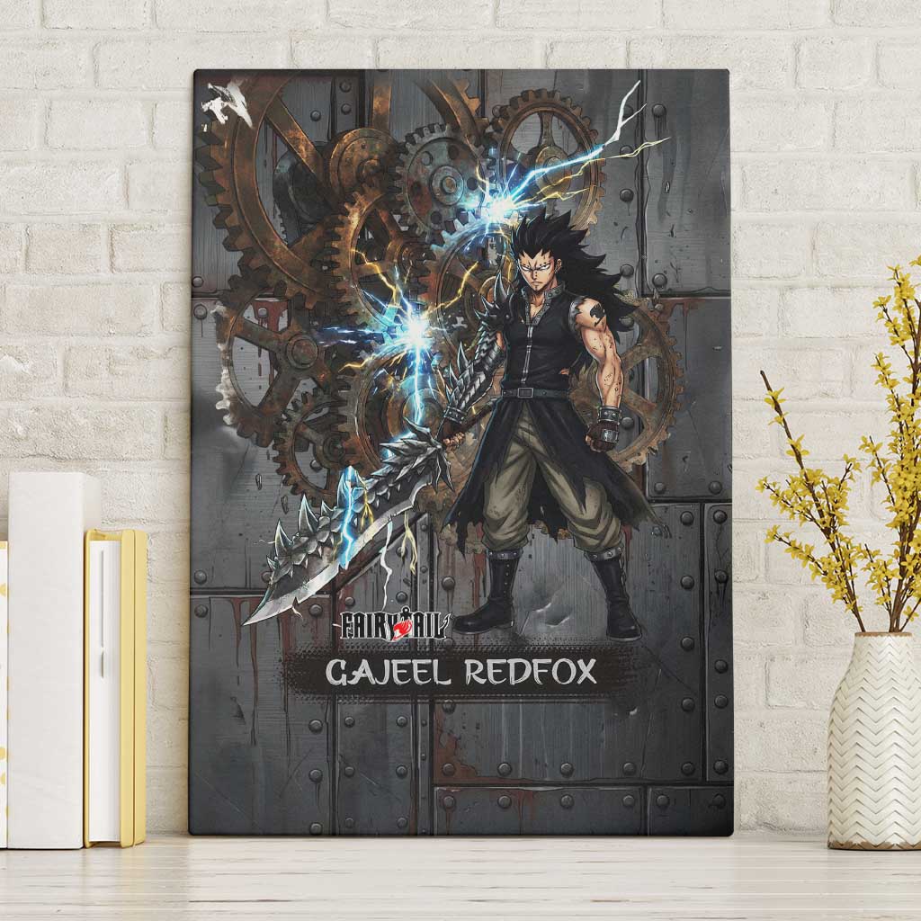 Gajeel Redfox Fairy Tail Canvas Wall Art Industrial Steampunk Anime Style with Iron Dragon Elements