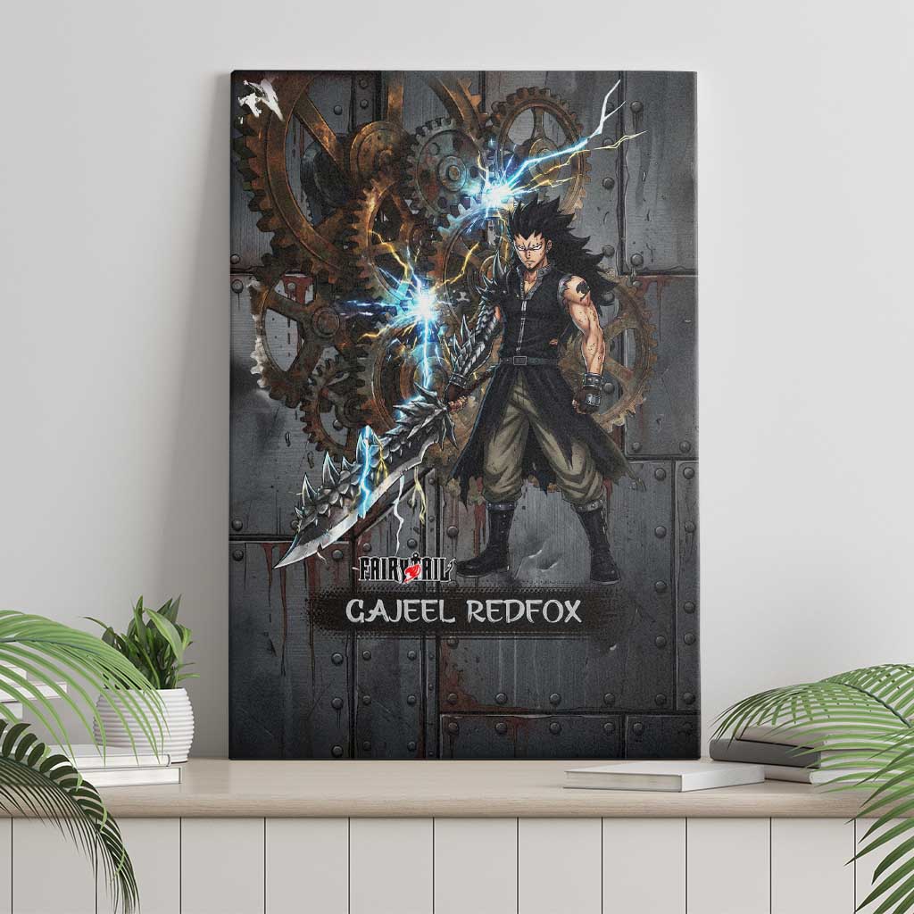 Gajeel Redfox Fairy Tail Canvas Wall Art Industrial Steampunk Anime Style with Iron Dragon Elements
