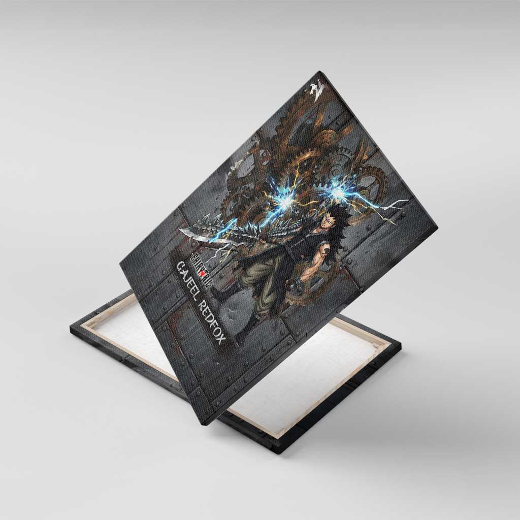 Gajeel Redfox Fairy Tail Canvas Wall Art Industrial Steampunk Anime Style with Iron Dragon Elements