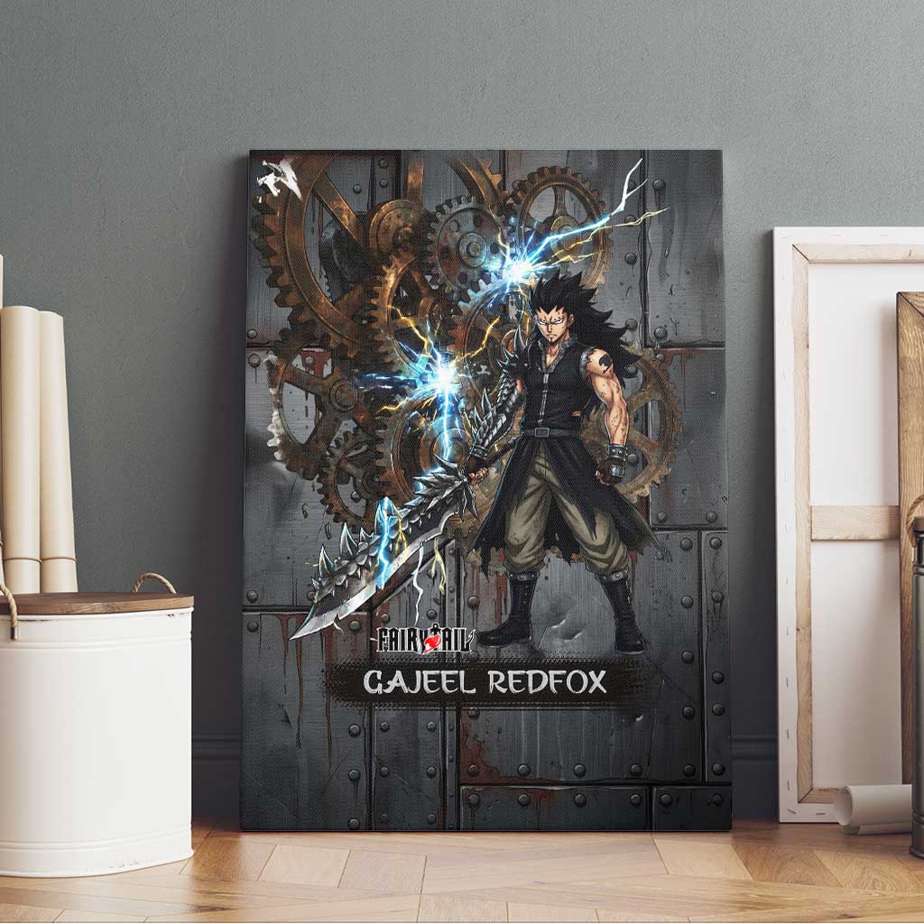 Gajeel Redfox Fairy Tail Canvas Wall Art Industrial Steampunk Anime Style with Iron Dragon Elements