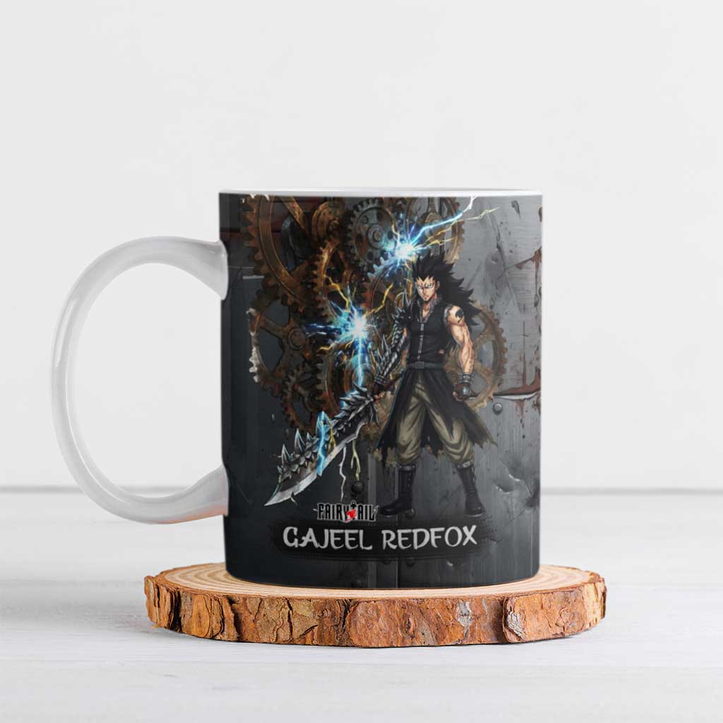 Gajeel Redfox Fairy Tail Ceramic Mug Industrial Steampunk Anime Style with Iron Dragon Elements