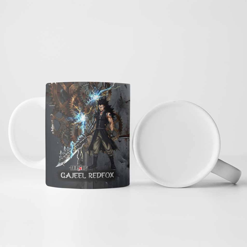 Gajeel Redfox Fairy Tail Ceramic Mug Industrial Steampunk Anime Style with Iron Dragon Elements