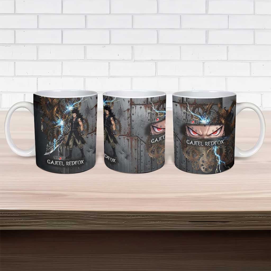 Gajeel Redfox Fairy Tail Ceramic Mug Industrial Steampunk Anime Style with Iron Dragon Elements