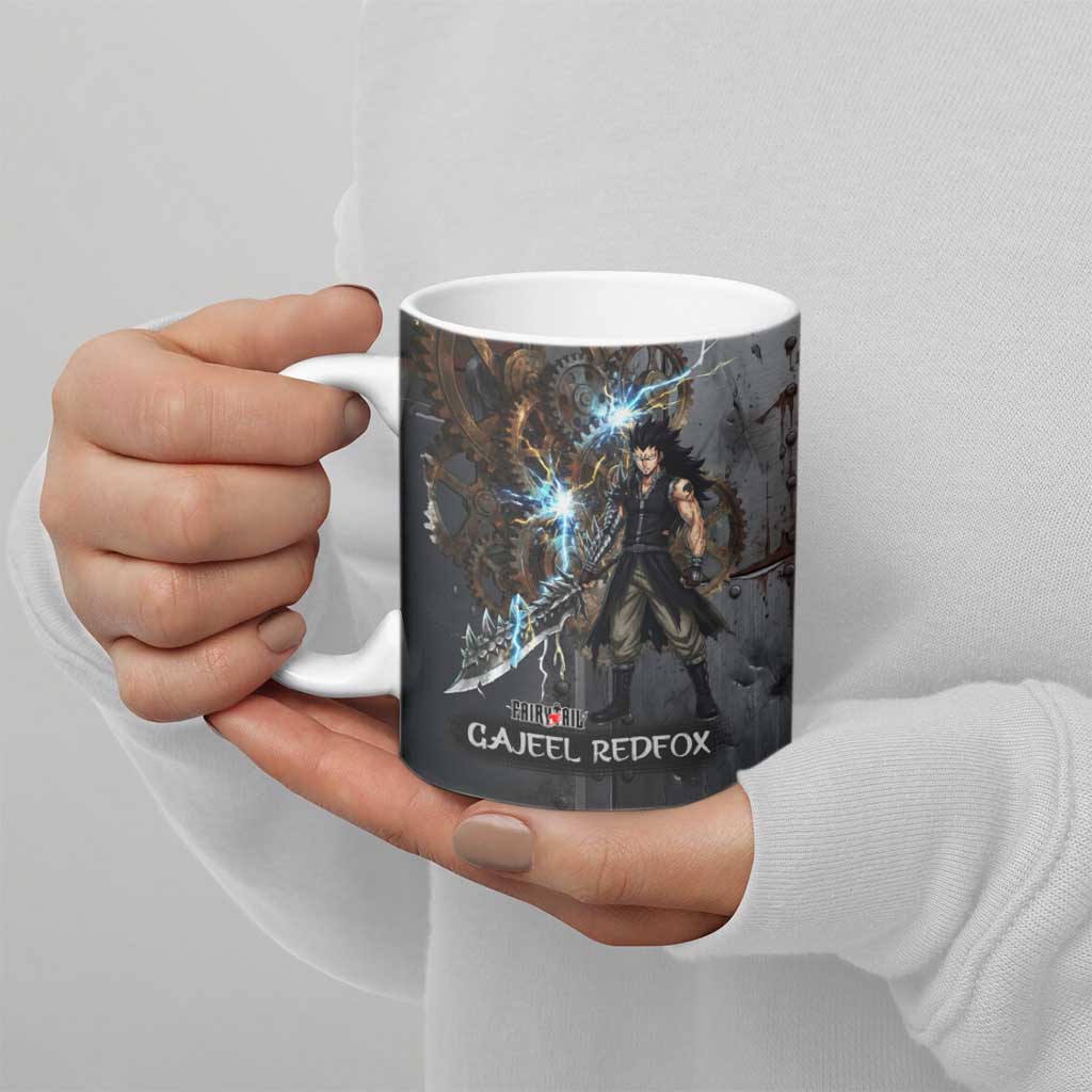 Gajeel Redfox Fairy Tail Ceramic Mug Industrial Steampunk Anime Style with Iron Dragon Elements