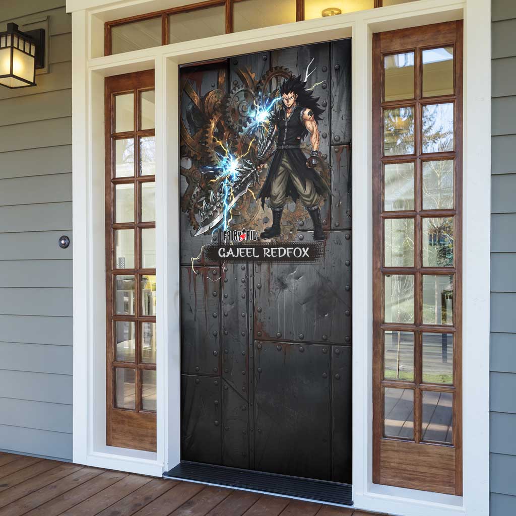 Gajeel Redfox Fairy Tail Door Cover Industrial Steampunk Anime Style with Iron Dragon Elements