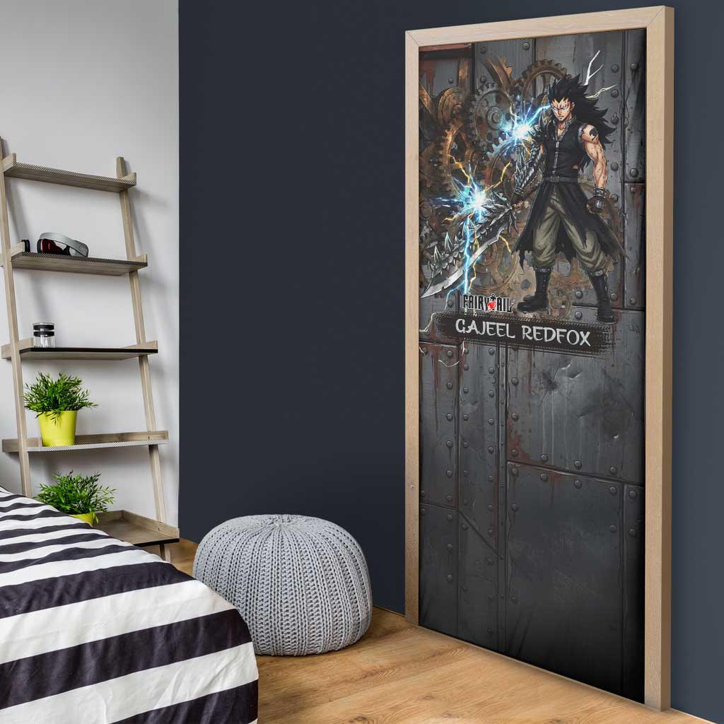 Gajeel Redfox Fairy Tail Door Cover Industrial Steampunk Anime Style with Iron Dragon Elements