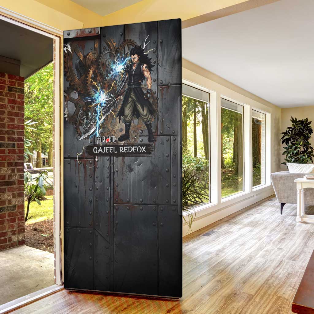 Gajeel Redfox Fairy Tail Door Cover Industrial Steampunk Anime Style with Iron Dragon Elements