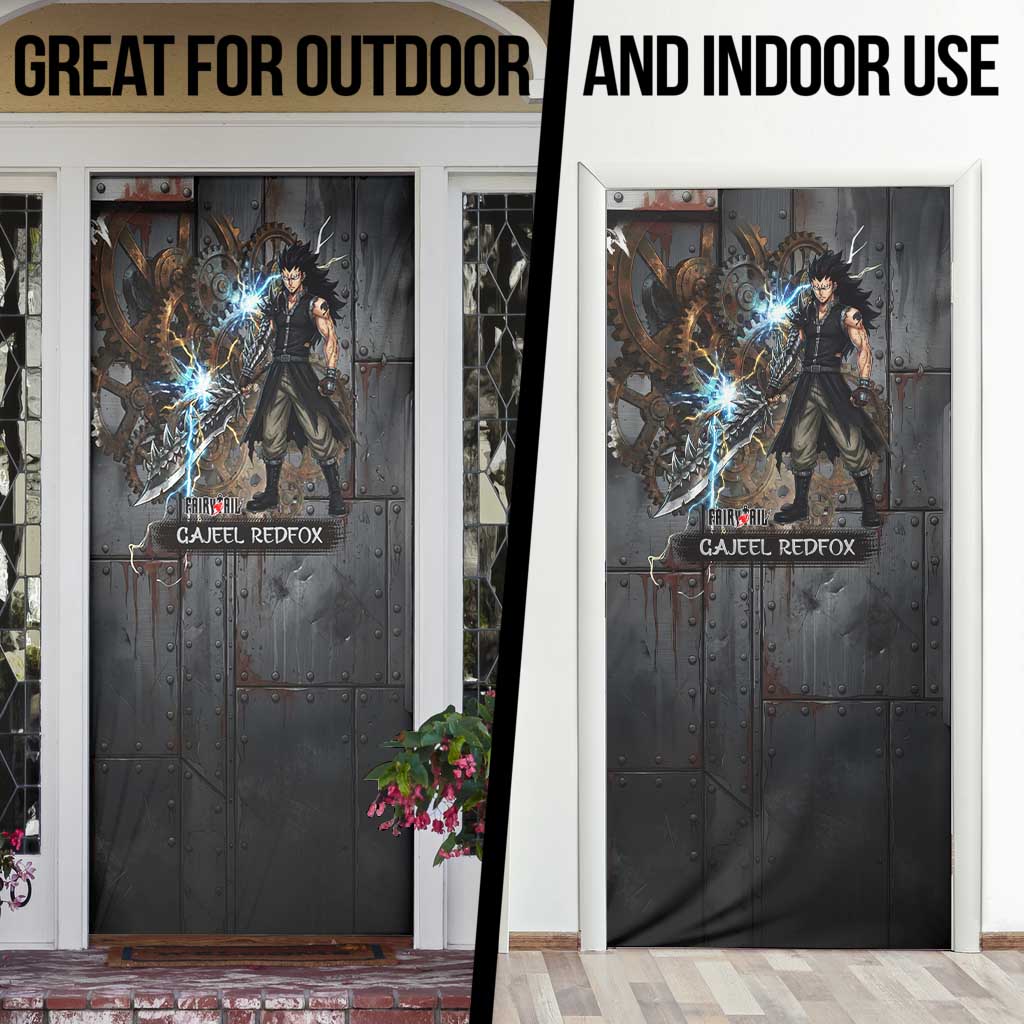 Gajeel Redfox Fairy Tail Door Cover Industrial Steampunk Anime Style with Iron Dragon Elements