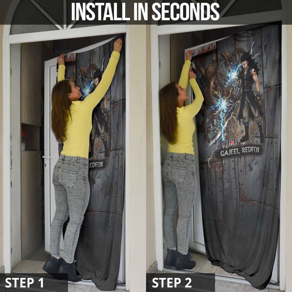 Gajeel Redfox Fairy Tail Door Cover Industrial Steampunk Anime Style with Iron Dragon Elements