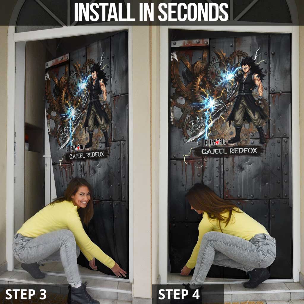 Gajeel Redfox Fairy Tail Door Cover Industrial Steampunk Anime Style with Iron Dragon Elements