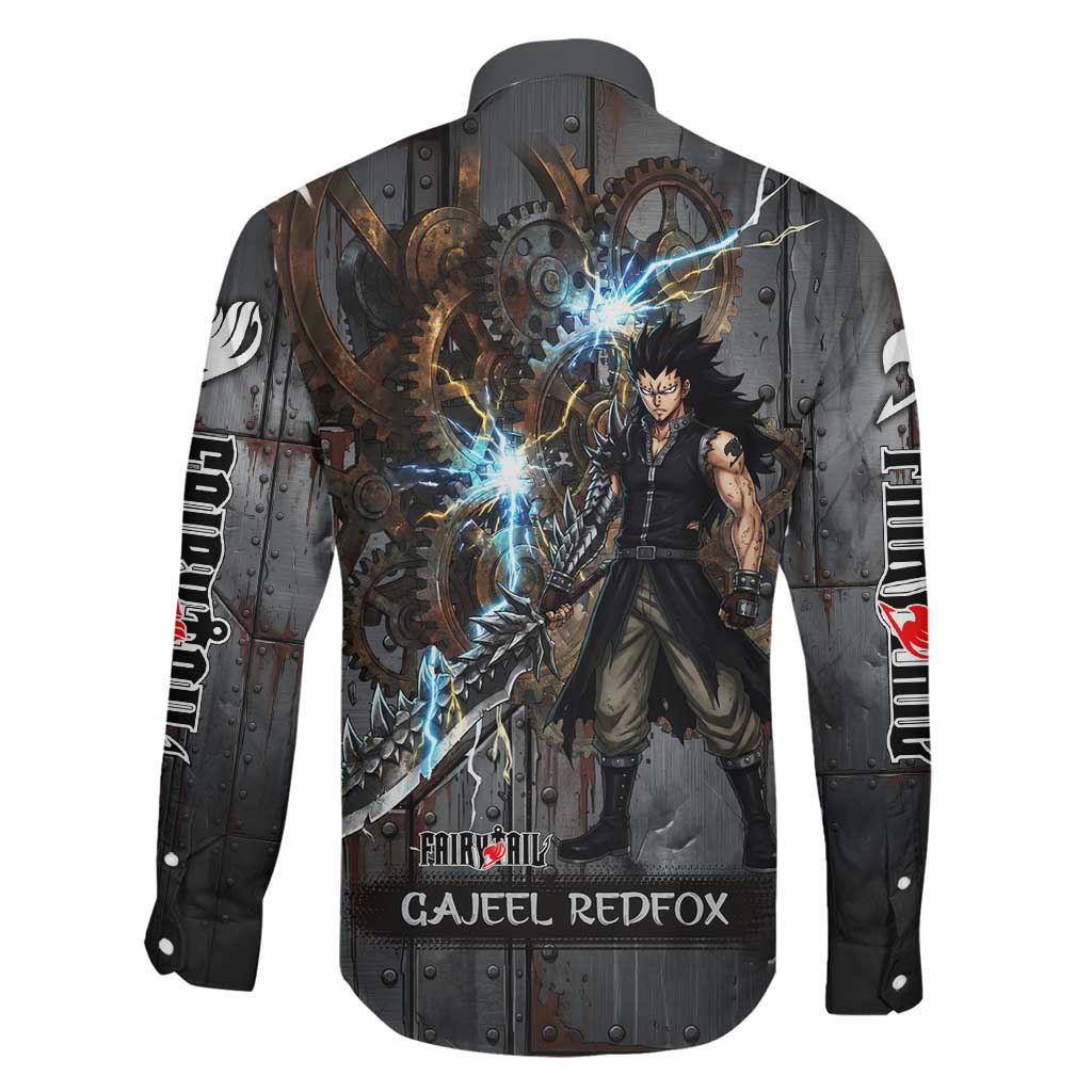 Gajeel Redfox Fairy Tail Family Matching Long Sleeve Bodycon Dress and Hawaiian Shirt Industrial Steampunk Anime Style with Iron Dragon Elements