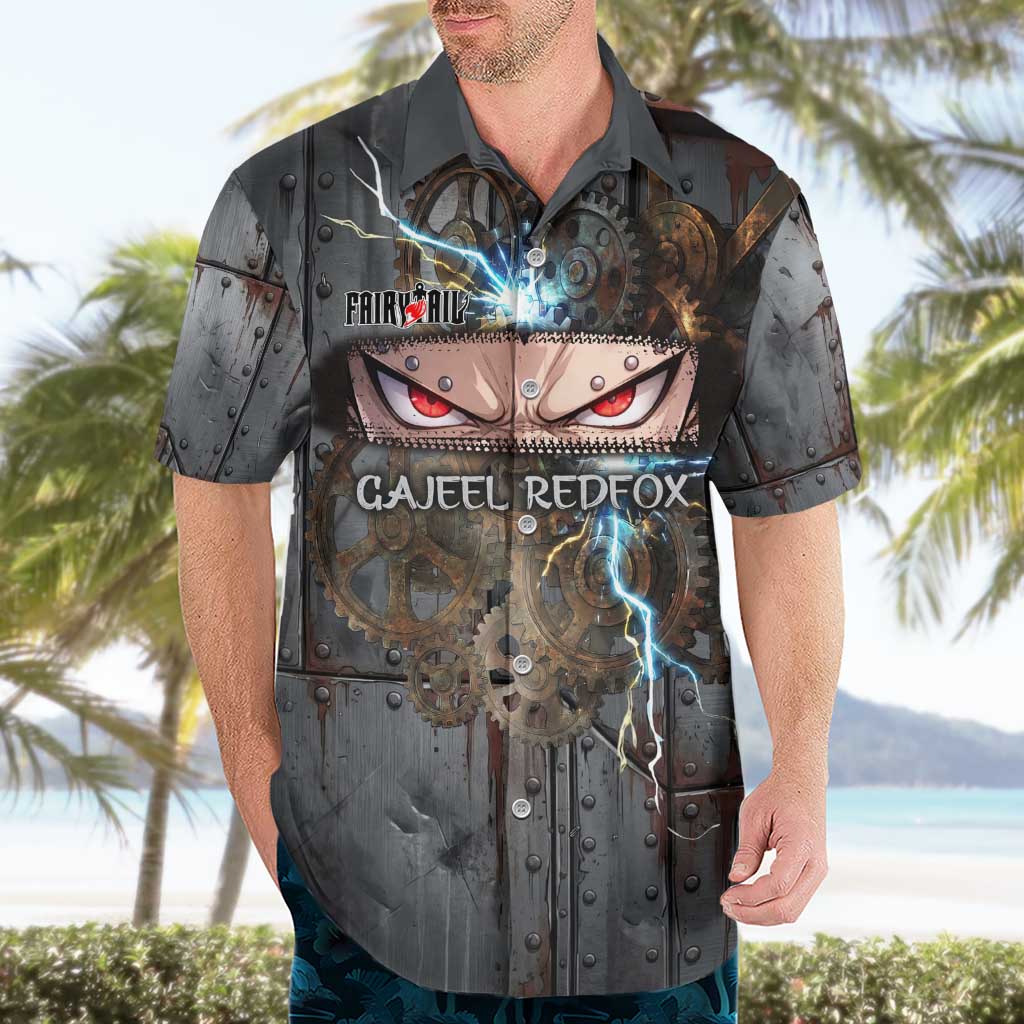 Gajeel Redfox Fairy Tail Hawaiian Shirt Industrial Steampunk Anime Style with Iron Dragon Elements