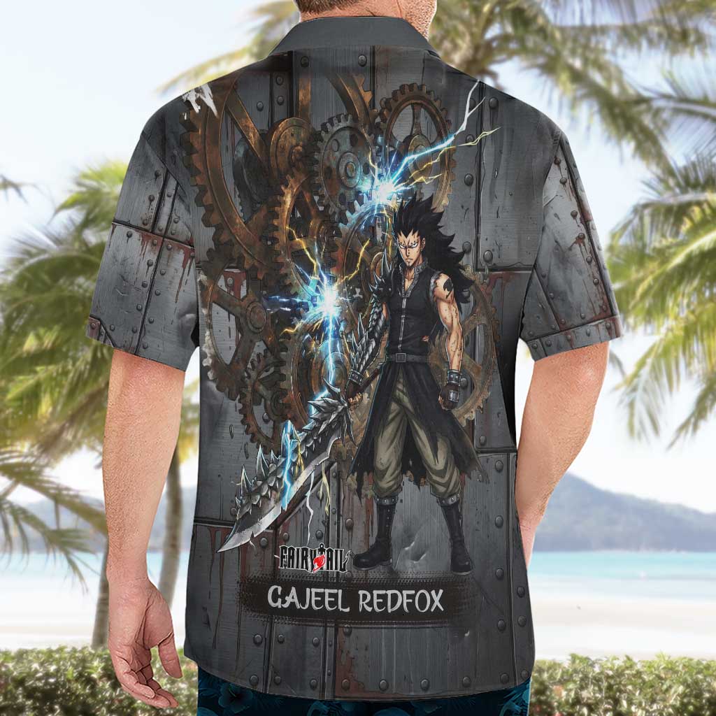 Gajeel Redfox Fairy Tail Hawaiian Shirt Industrial Steampunk Anime Style with Iron Dragon Elements