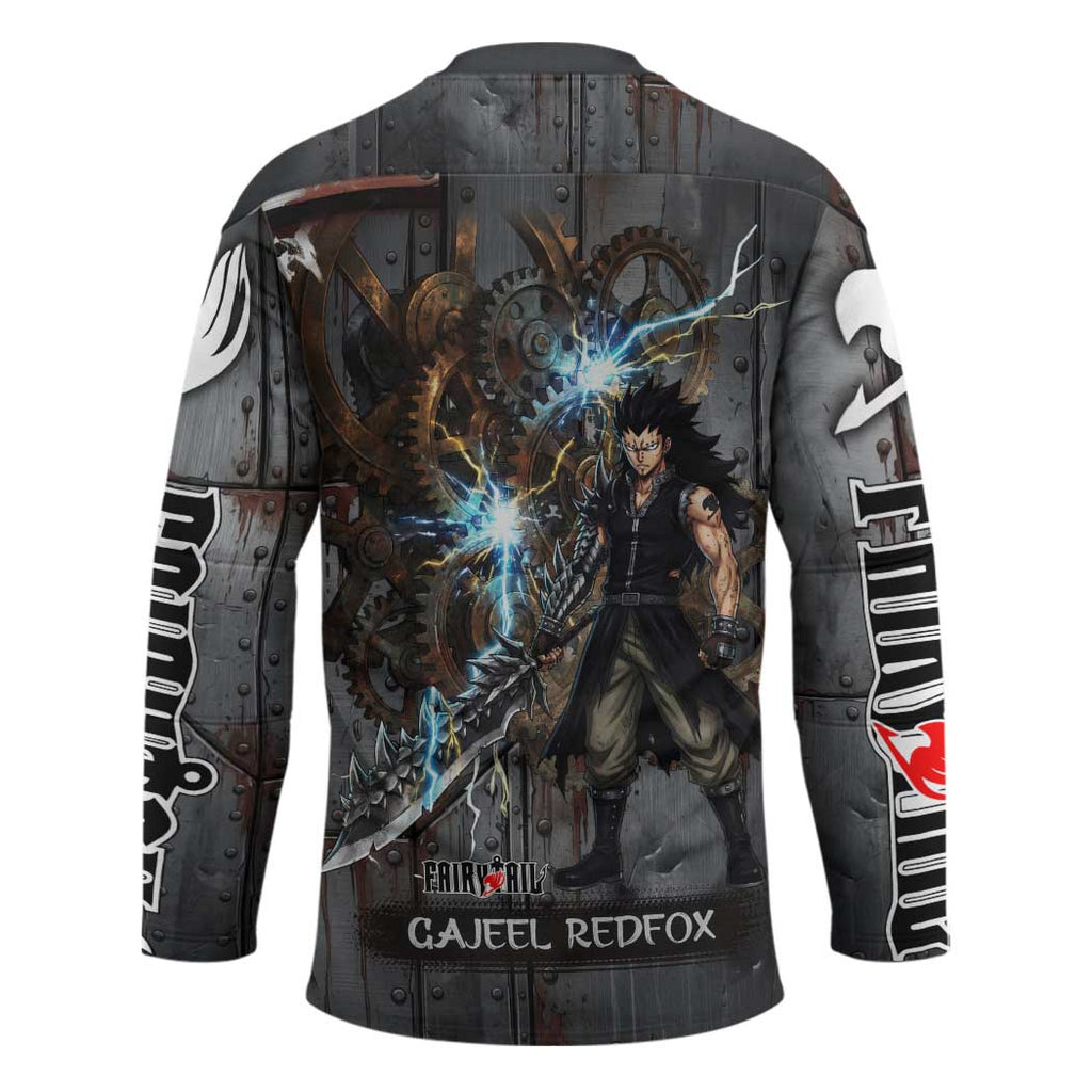 Gajeel Redfox Fairy Tail Hockey Jersey Industrial Steampunk Anime Style with Iron Dragon Elements
