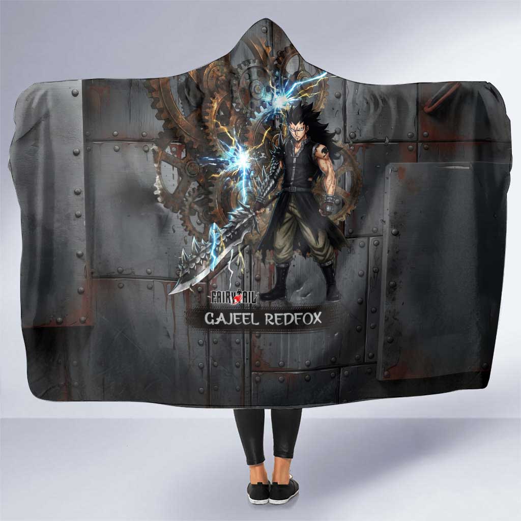 Gajeel Redfox Fairy Tail Hooded Blanket Industrial Steampunk Anime Style with Iron Dragon Elements