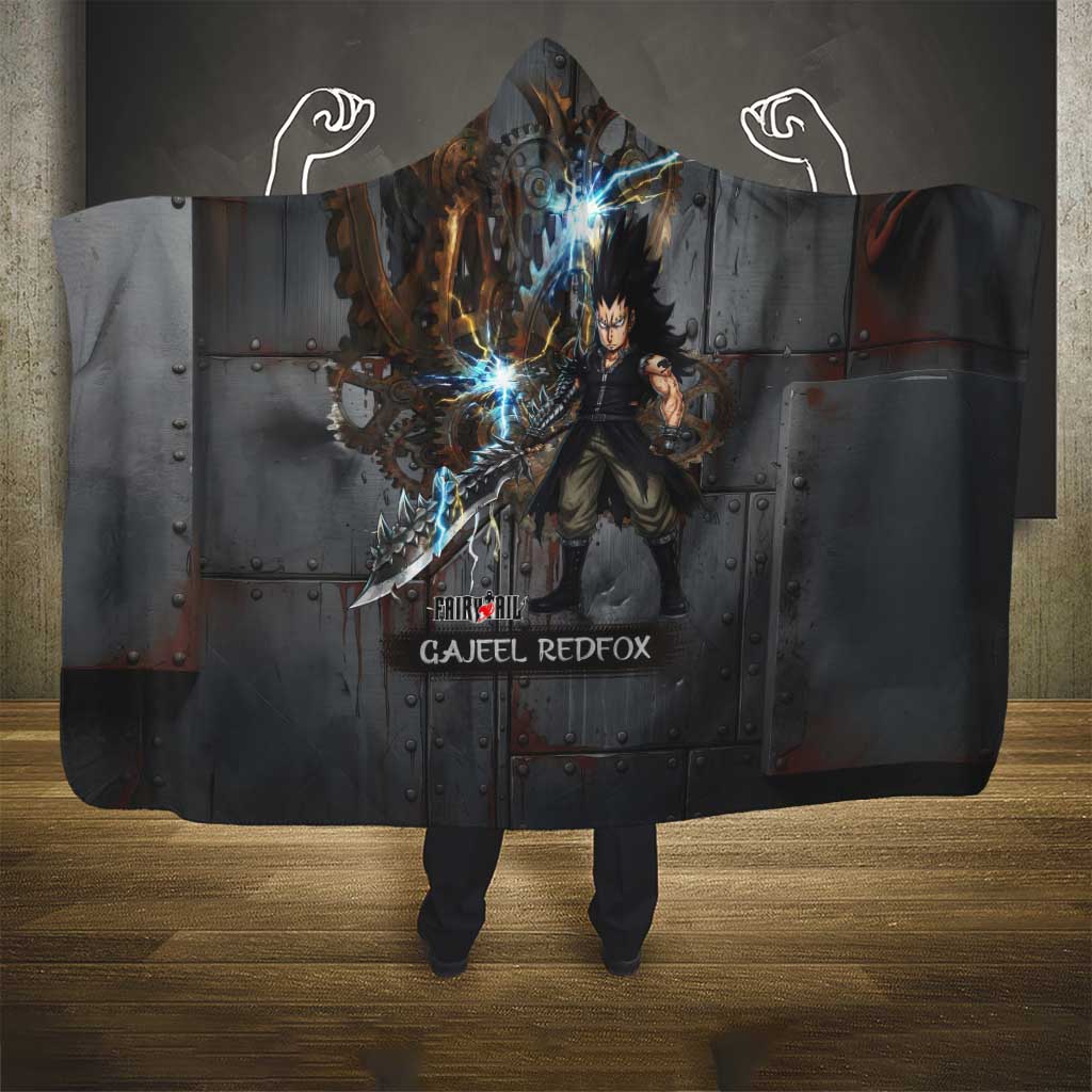 Gajeel Redfox Fairy Tail Hooded Blanket Industrial Steampunk Anime Style with Iron Dragon Elements