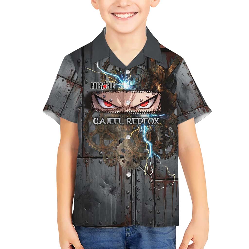 Gajeel Redfox Fairy Tail Kid Hawaiian Shirt Industrial Steampunk Anime Style with Iron Dragon Elements