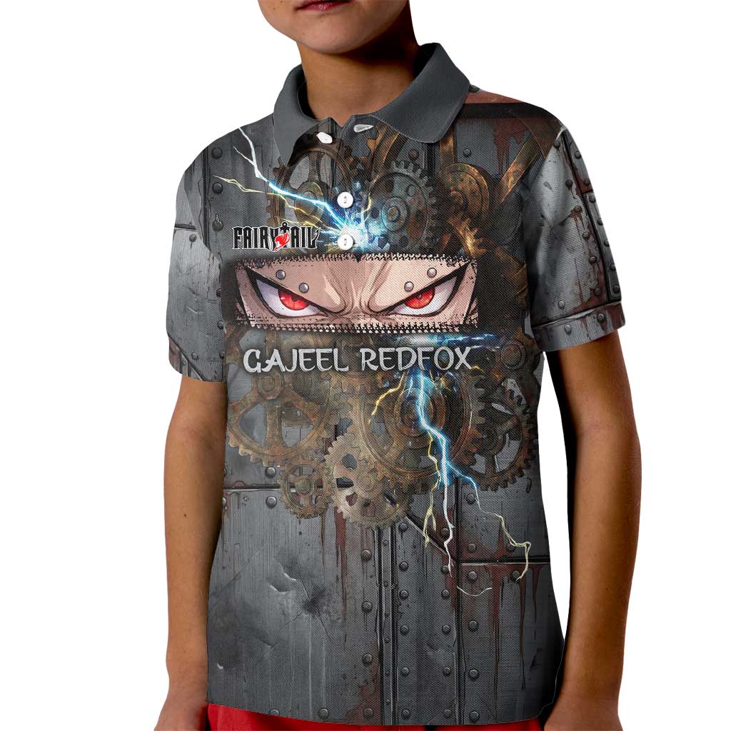 Gajeel Redfox Fairy Tail Kid Polo Shirt Industrial Steampunk Anime Style with Iron Dragon Elements