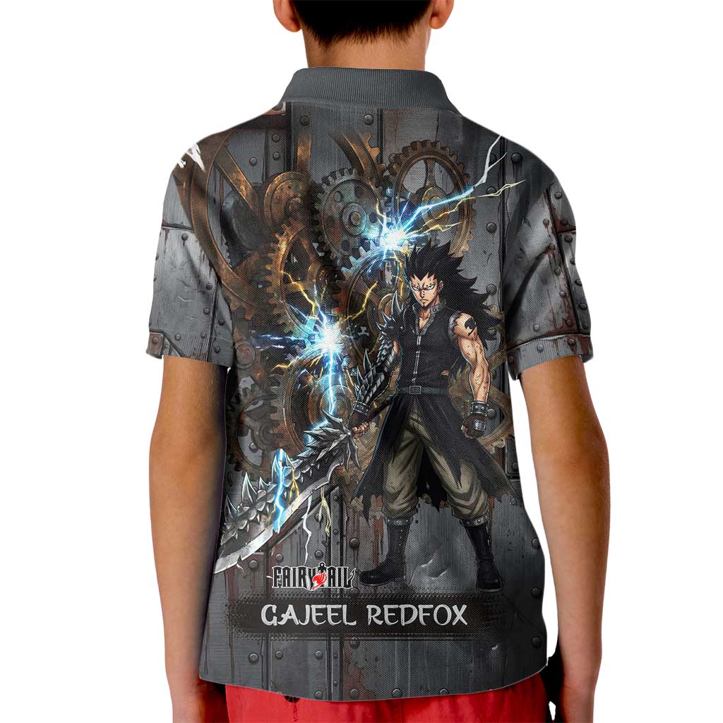 Gajeel Redfox Fairy Tail Kid Polo Shirt Industrial Steampunk Anime Style with Iron Dragon Elements