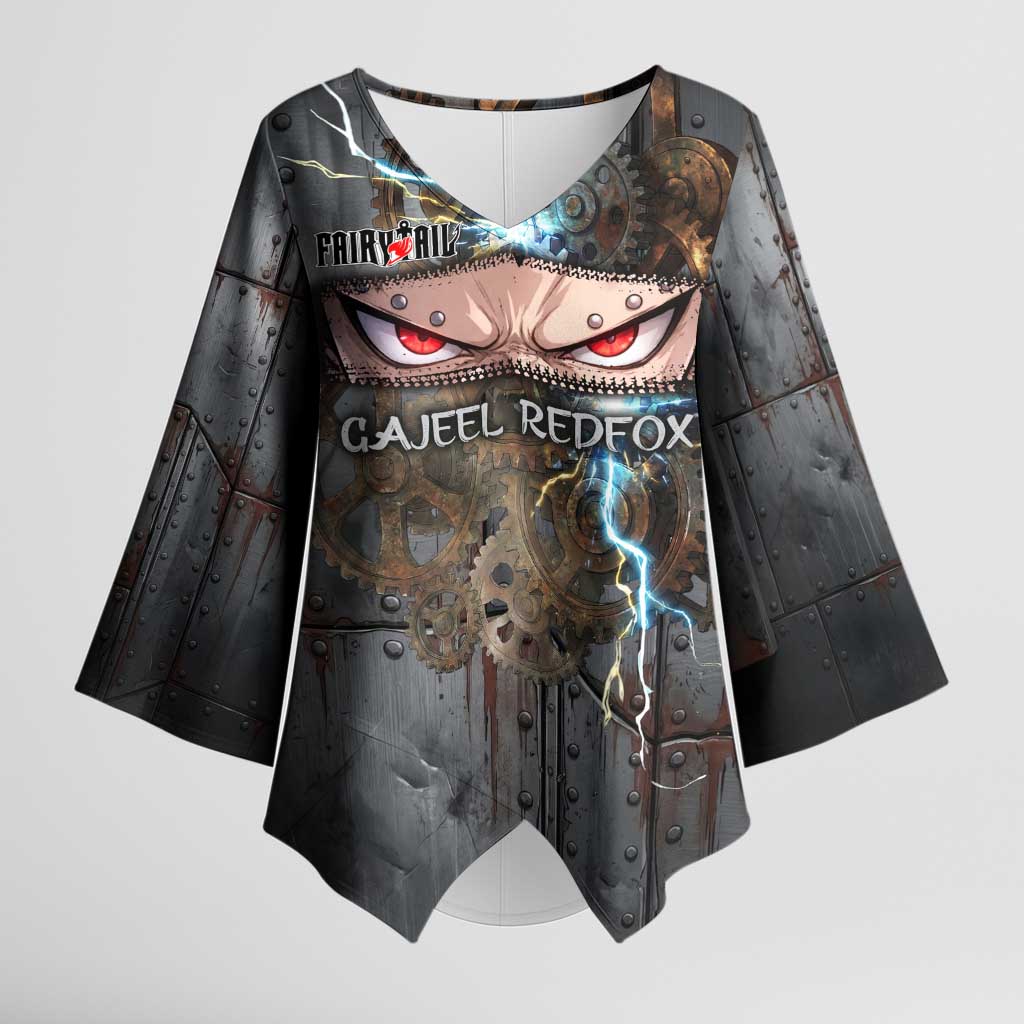 Gajeel Redfox Fairy Tail Kimono Sleeve Blouse Industrial Steampunk Anime Style with Iron Dragon Elements