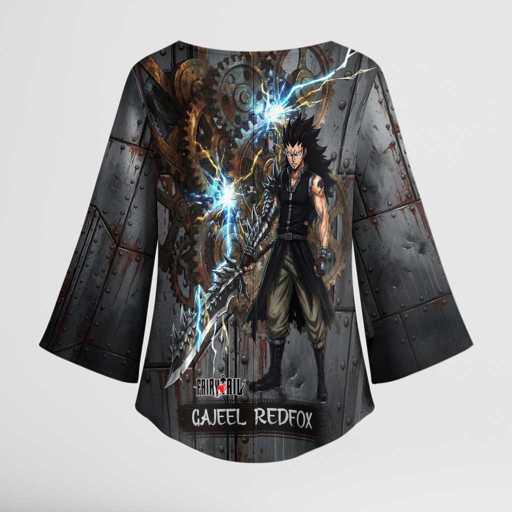 Gajeel Redfox Fairy Tail Kimono Sleeve Blouse Industrial Steampunk Anime Style with Iron Dragon Elements