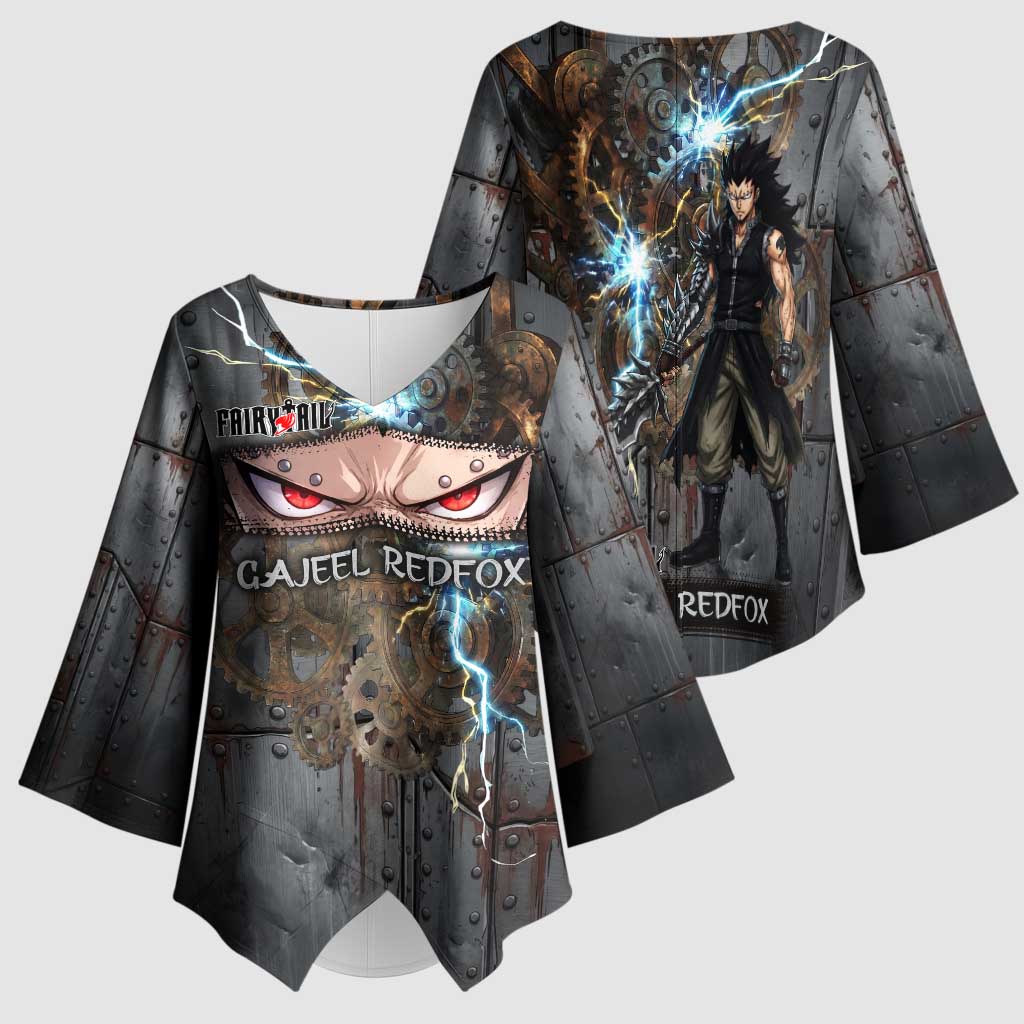 Gajeel Redfox Fairy Tail Kimono Sleeve Blouse Industrial Steampunk Anime Style with Iron Dragon Elements