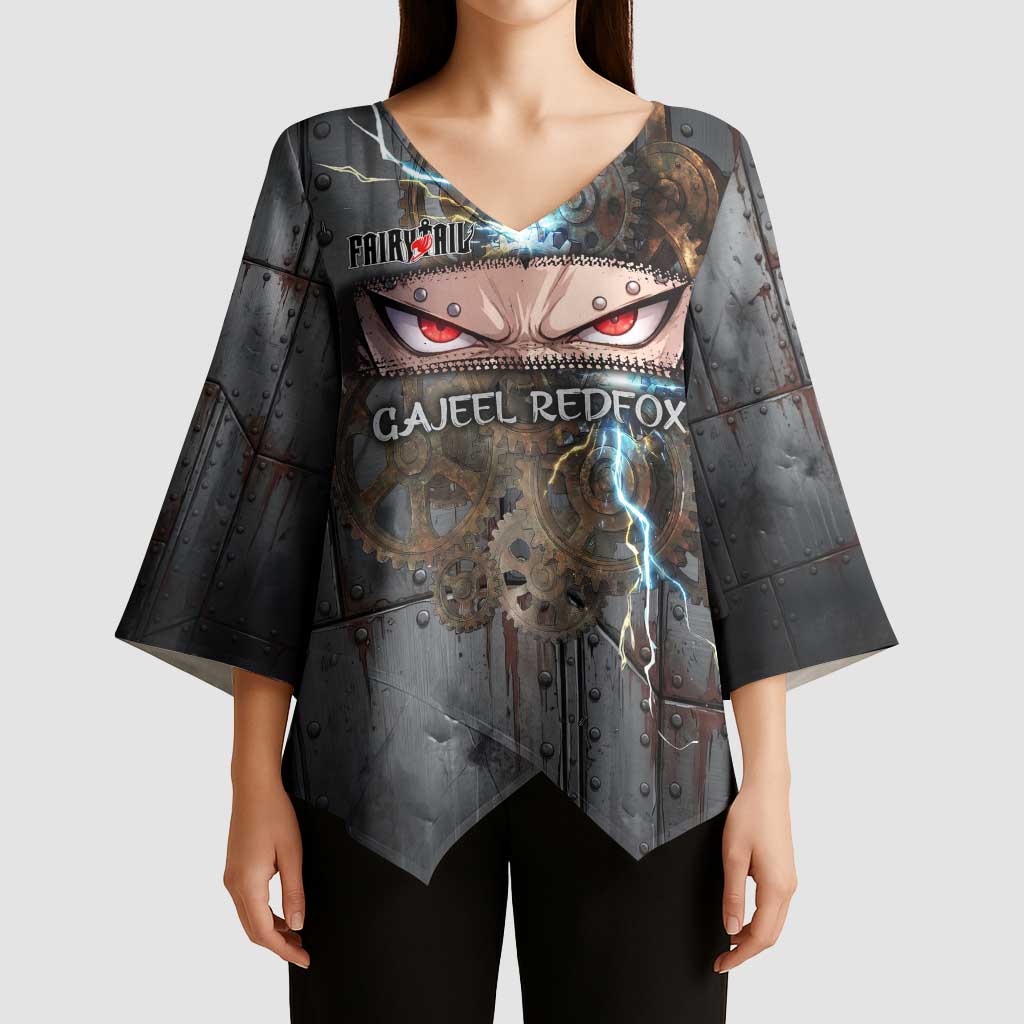 Gajeel Redfox Fairy Tail Kimono Sleeve Blouse Industrial Steampunk Anime Style with Iron Dragon Elements