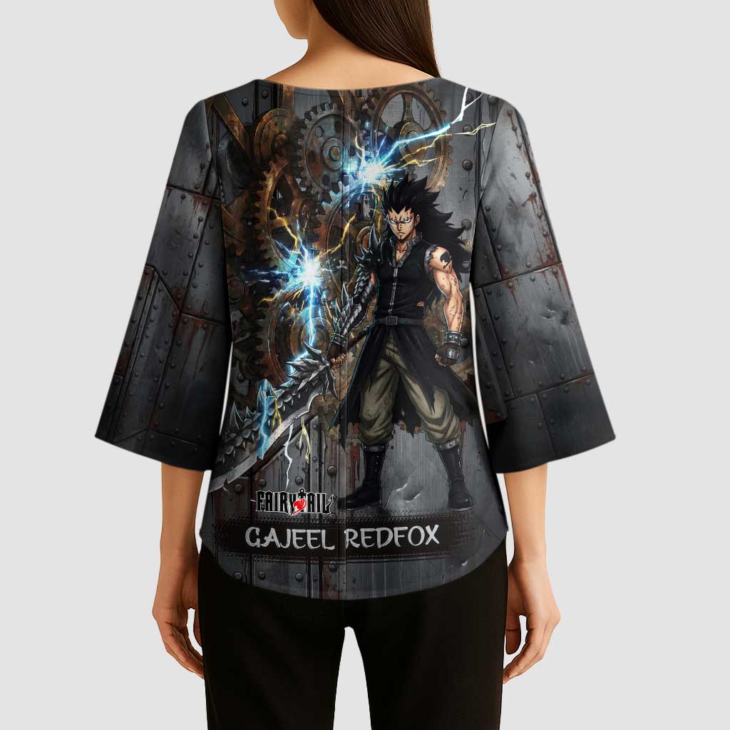 Gajeel Redfox Fairy Tail Kimono Sleeve Blouse Industrial Steampunk Anime Style with Iron Dragon Elements