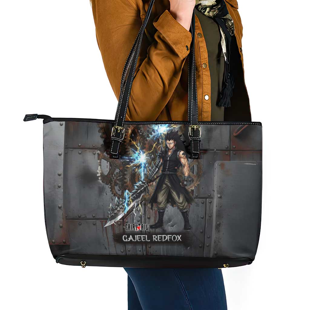 Gajeel Redfox Fairy Tail Leather Tote Bag Industrial Steampunk Anime Style with Iron Dragon Elements