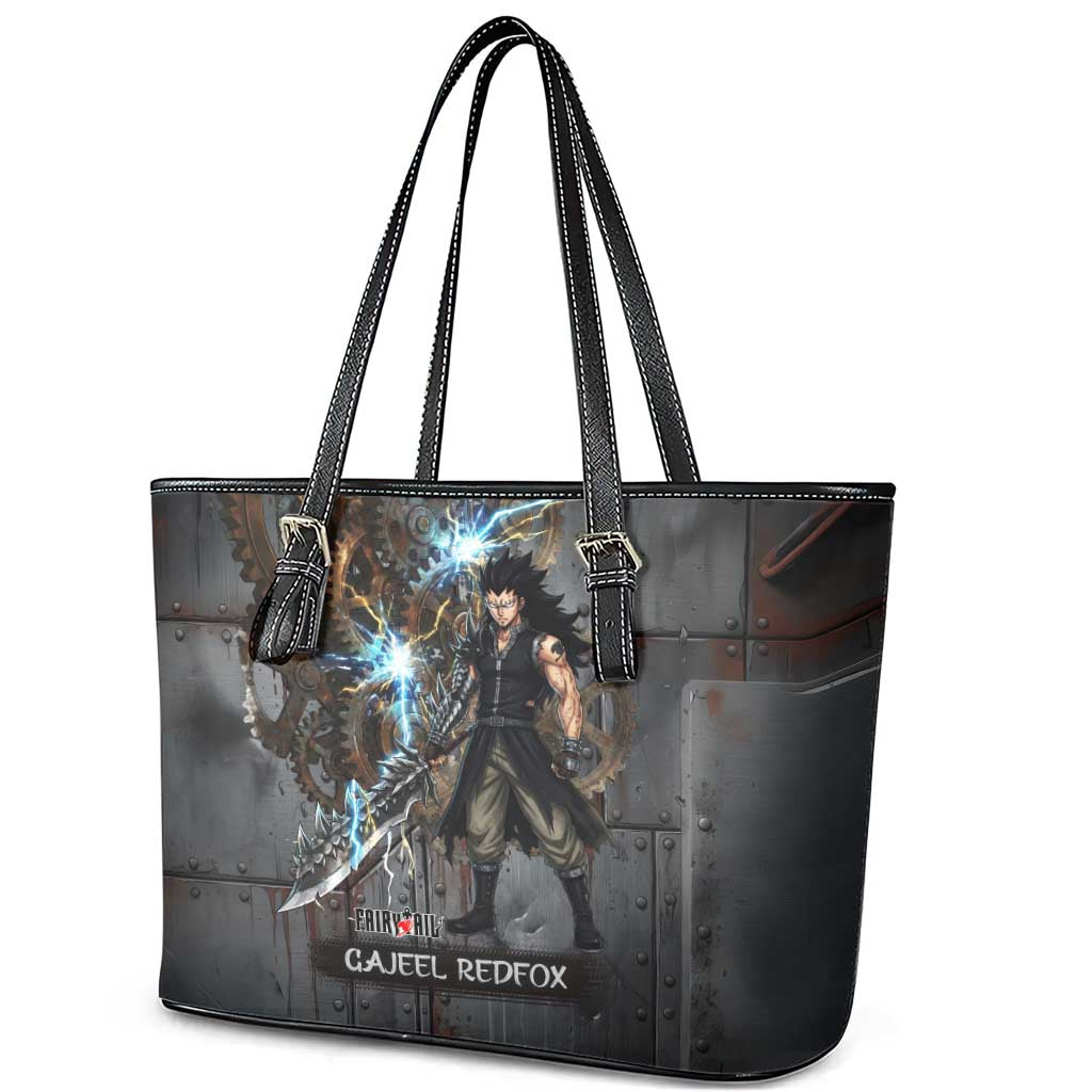 Gajeel Redfox Fairy Tail Leather Tote Bag Industrial Steampunk Anime Style with Iron Dragon Elements