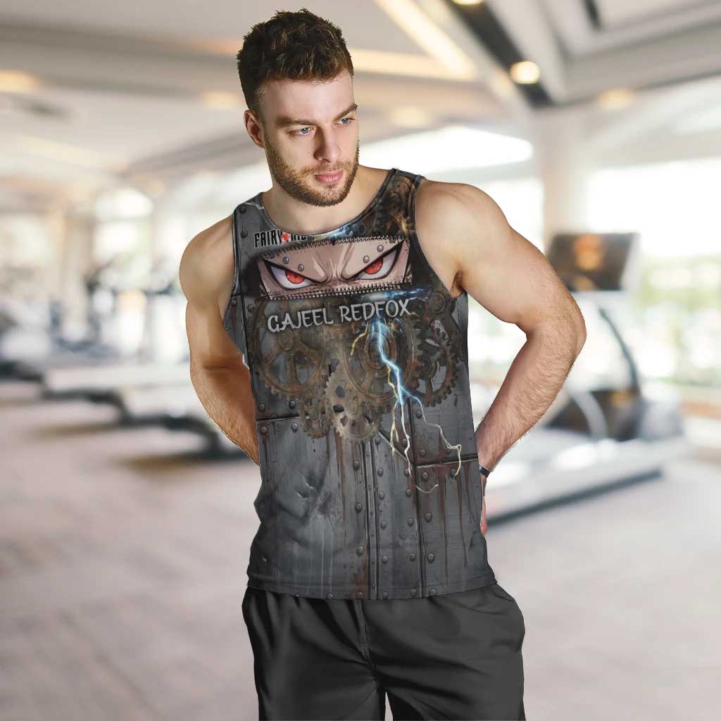 Gajeel Redfox Fairy Tail Men Tank Top Industrial Steampunk Anime Style with Iron Dragon Elements