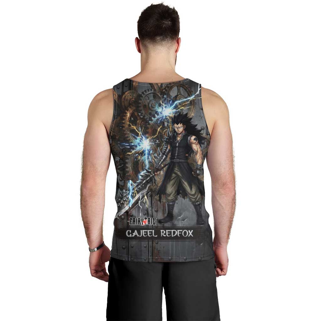 Gajeel Redfox Fairy Tail Men Tank Top Industrial Steampunk Anime Style with Iron Dragon Elements