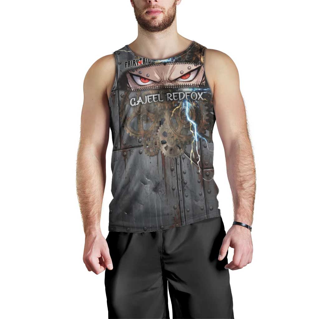 Gajeel Redfox Fairy Tail Men Tank Top Industrial Steampunk Anime Style with Iron Dragon Elements