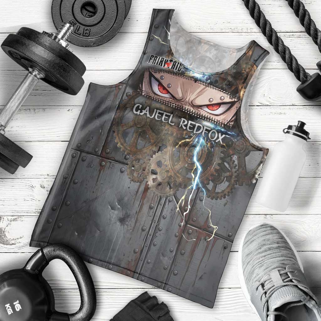 Gajeel Redfox Fairy Tail Men Tank Top Industrial Steampunk Anime Style with Iron Dragon Elements