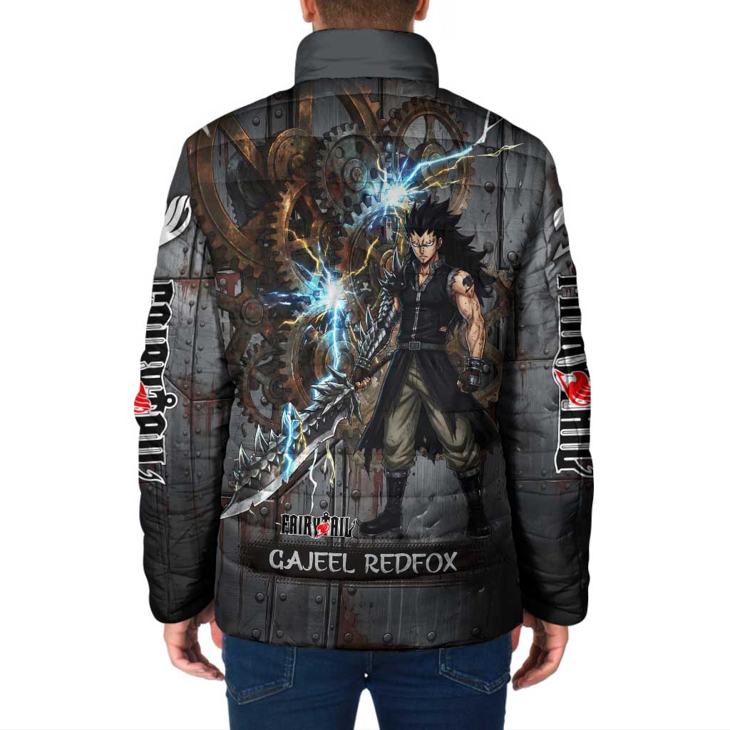Gajeel Redfox Fairy Tail Padded Jacket Industrial Steampunk Anime Style with Iron Dragon Elements