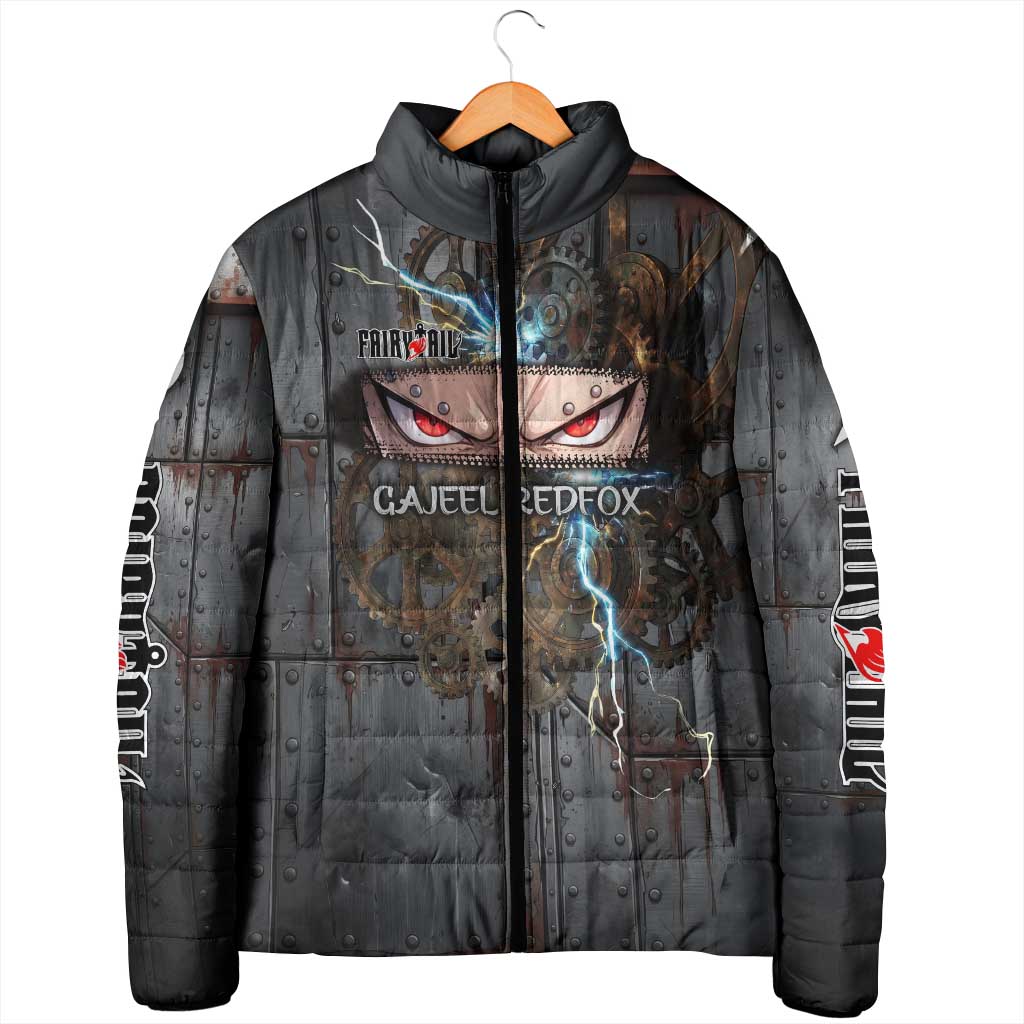 Gajeel Redfox Fairy Tail Padded Jacket Industrial Steampunk Anime Style with Iron Dragon Elements