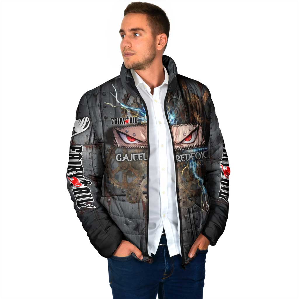 Gajeel Redfox Fairy Tail Padded Jacket Industrial Steampunk Anime Style with Iron Dragon Elements