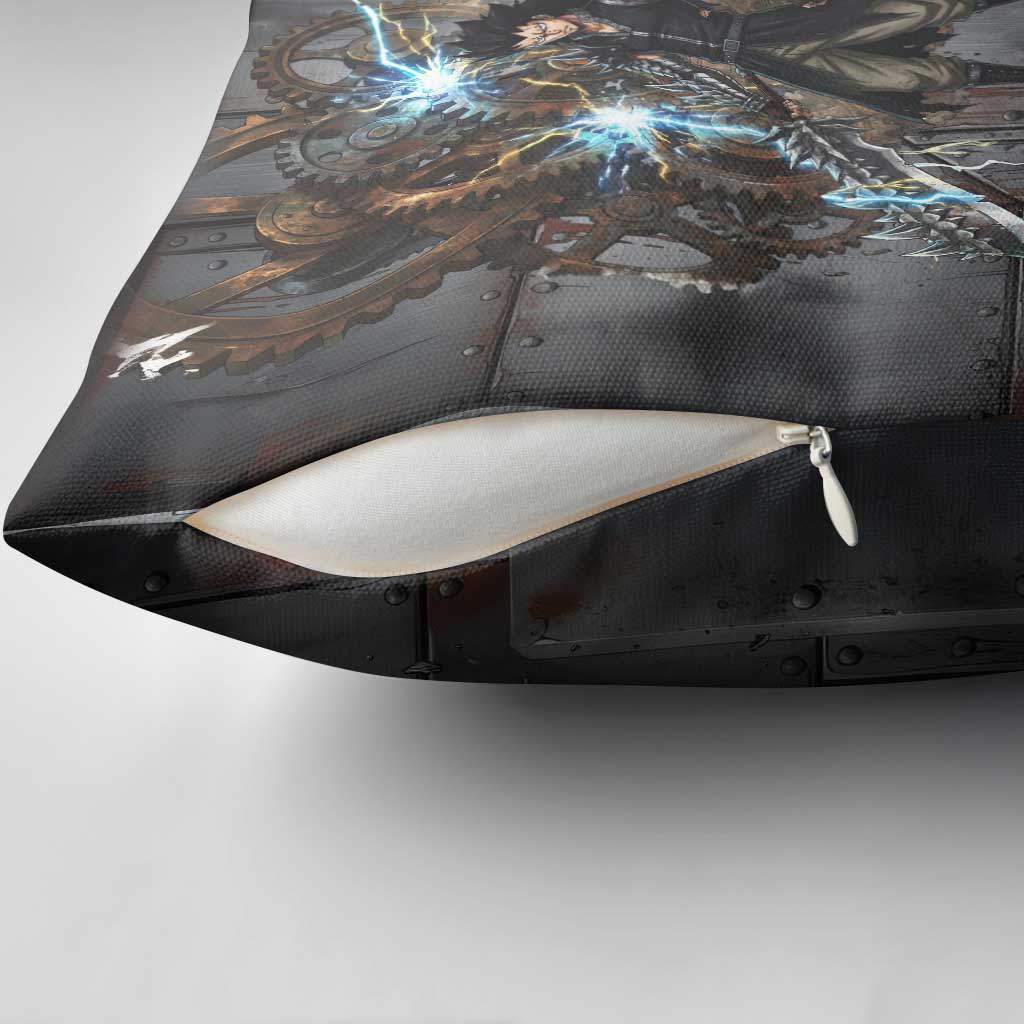 Gajeel Redfox Fairy Tail Pillow Cover Industrial Steampunk Anime Style with Iron Dragon Elements