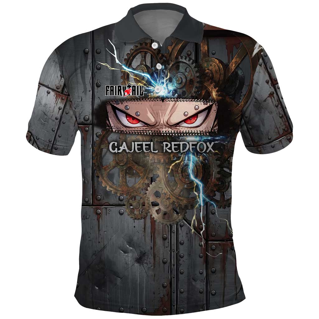 Gajeel Redfox Fairy Tail Polo Shirt Industrial Steampunk Anime Style with Iron Dragon Elements